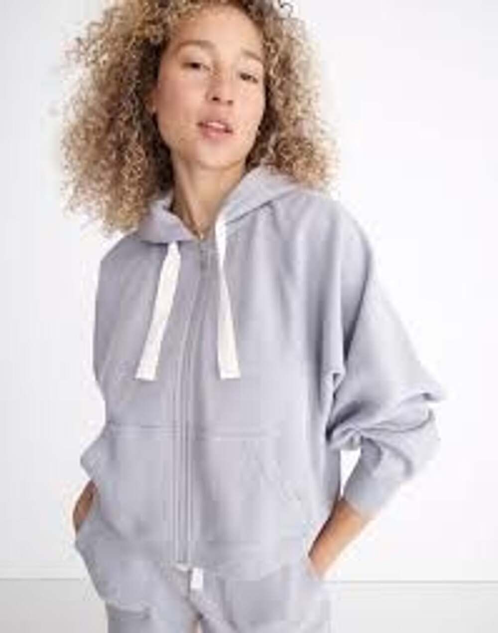 Madewell Textured Waffle Cocoon Hoodie Sweatshirt Lavender Grey